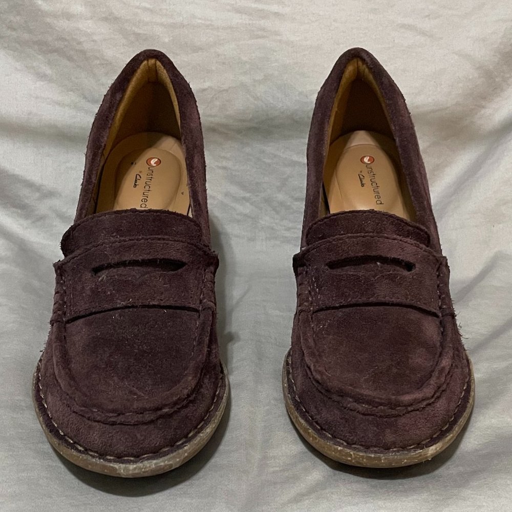 Purple Suede UNSTRUCTURED by Clarks heeled loafers